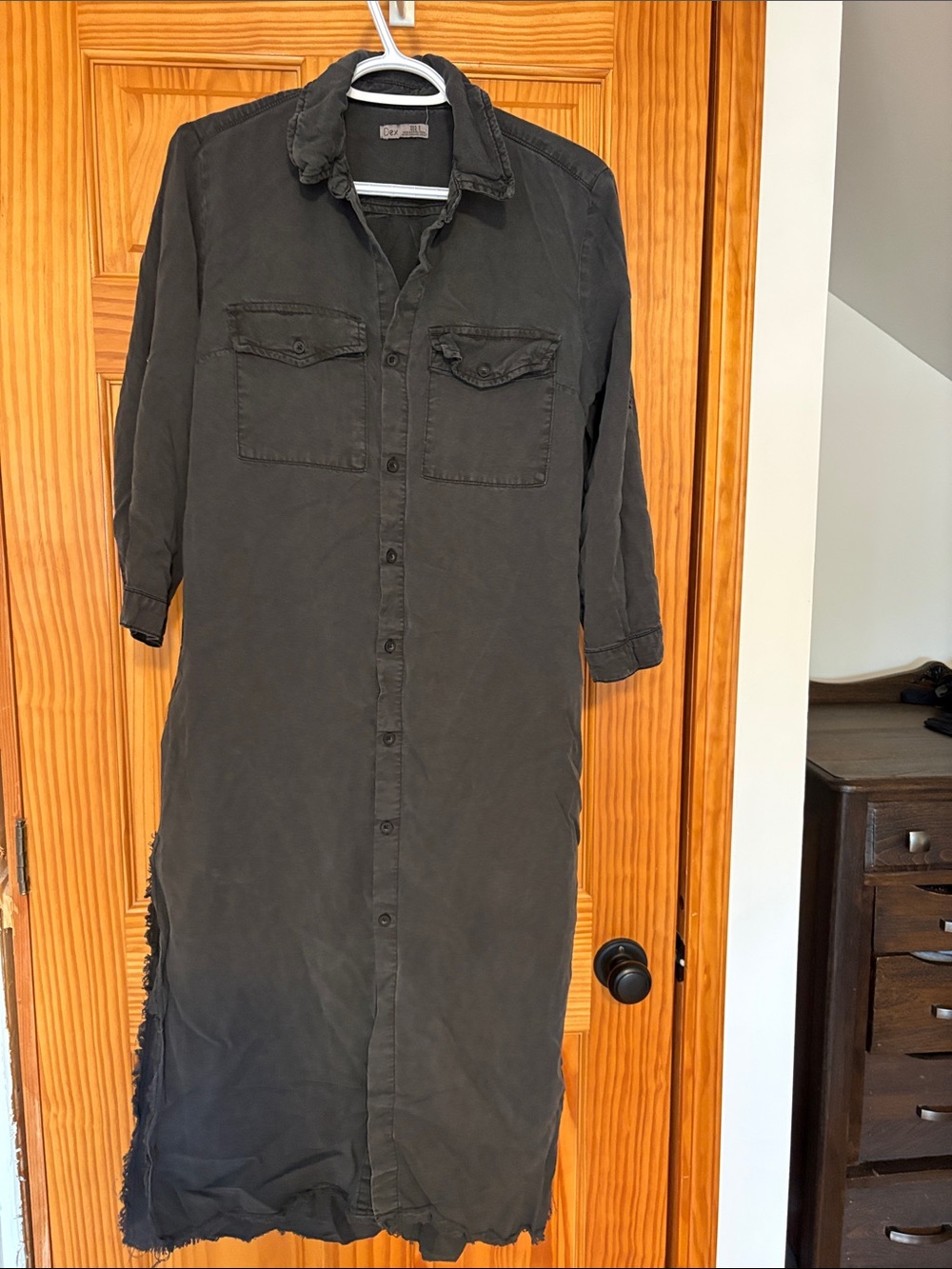 Dex Washed Black Maxi Shirt Dress